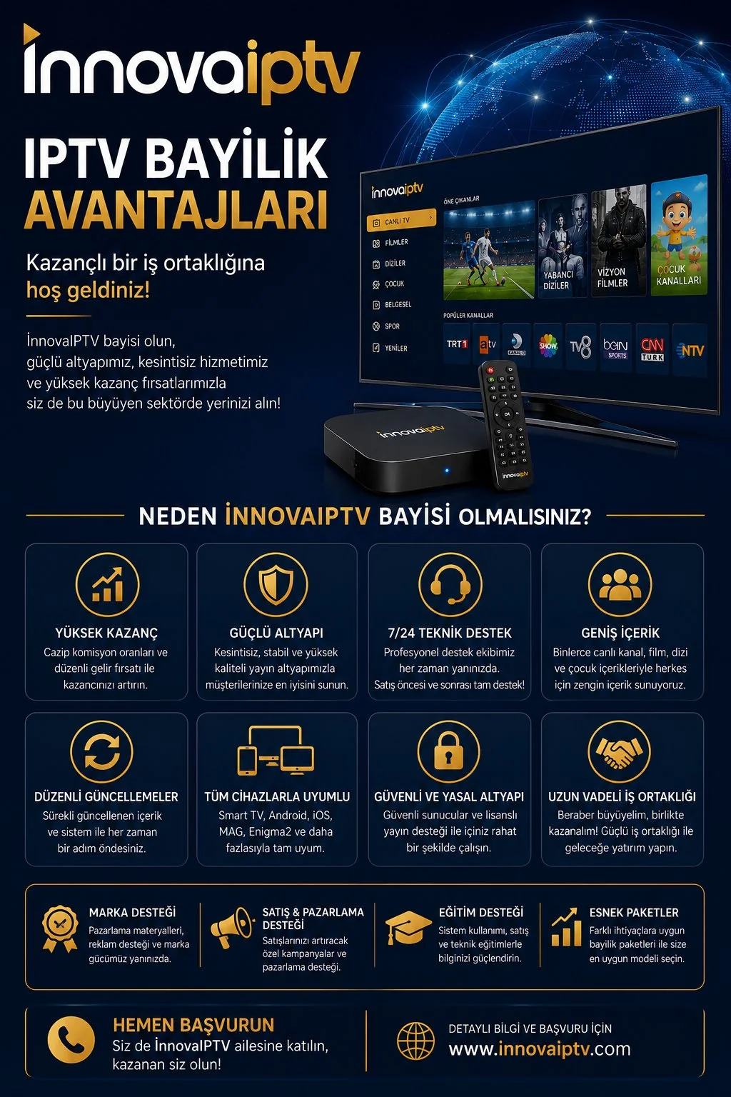 İnnova Premium IPTV Bayilik Avantajları - Neden Bayi Olmalısınız