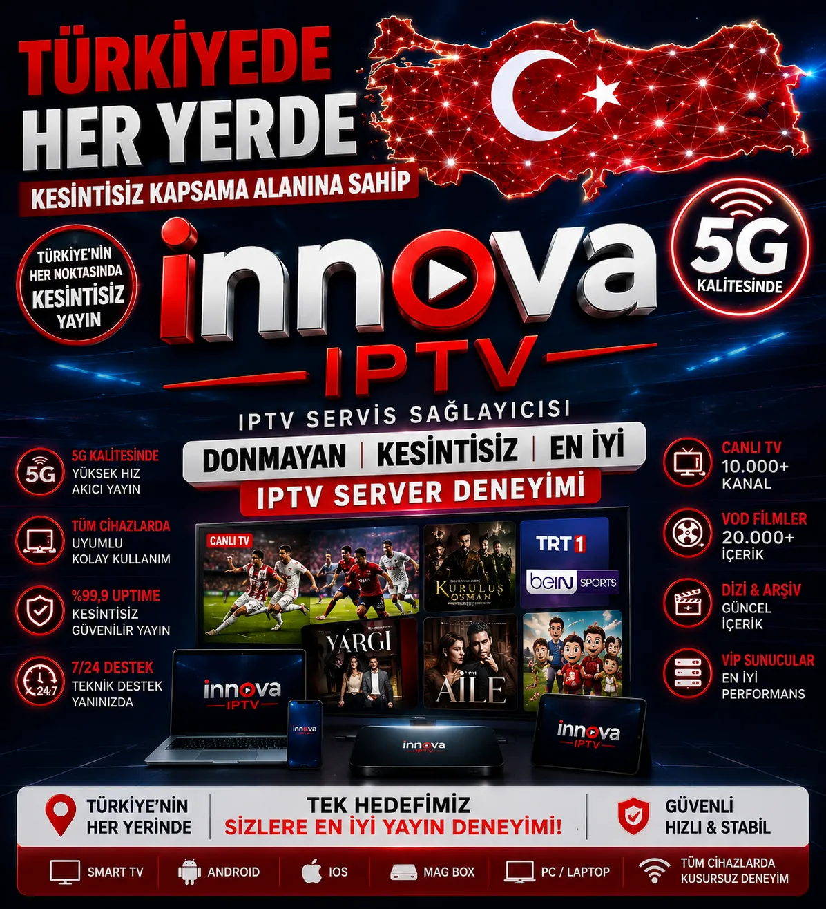 İnnova Premium IPTV Türkiye - kesintisiz 4K yayın deneyimi